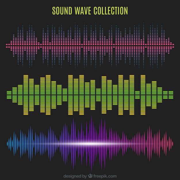 Set Of Sound Waves With Different Designs | Free Vector