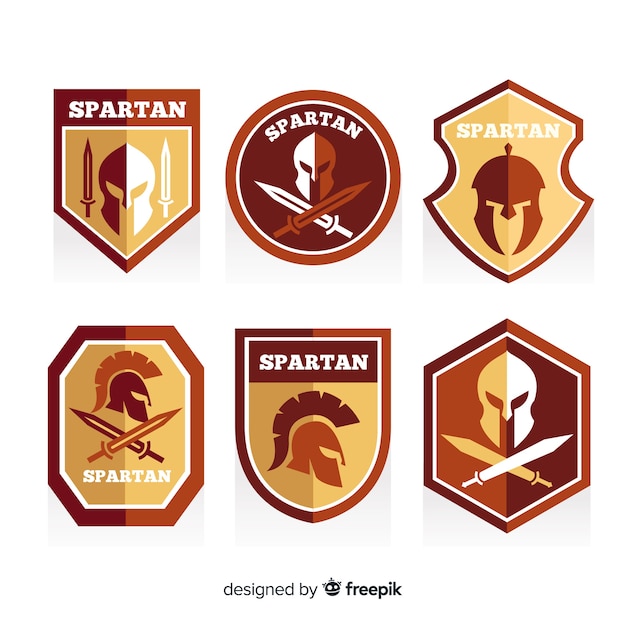 Set of spartan labels Free Vector