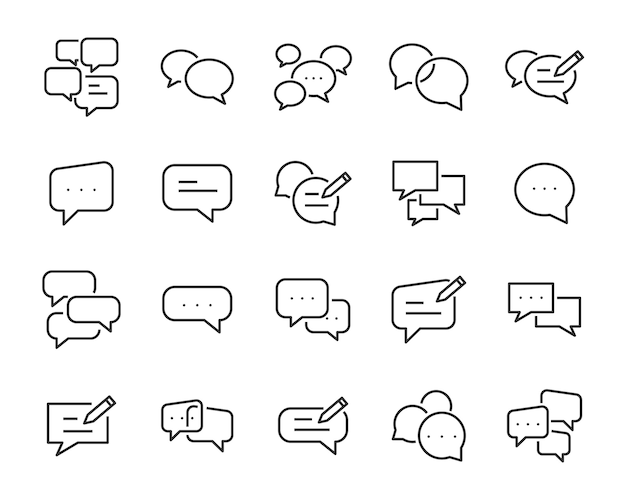 Set of speech bubble icons, such as talk, chat Premium Vector