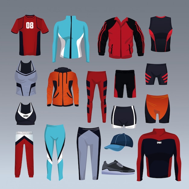 Premium Vector | Set of sport wear collection vector