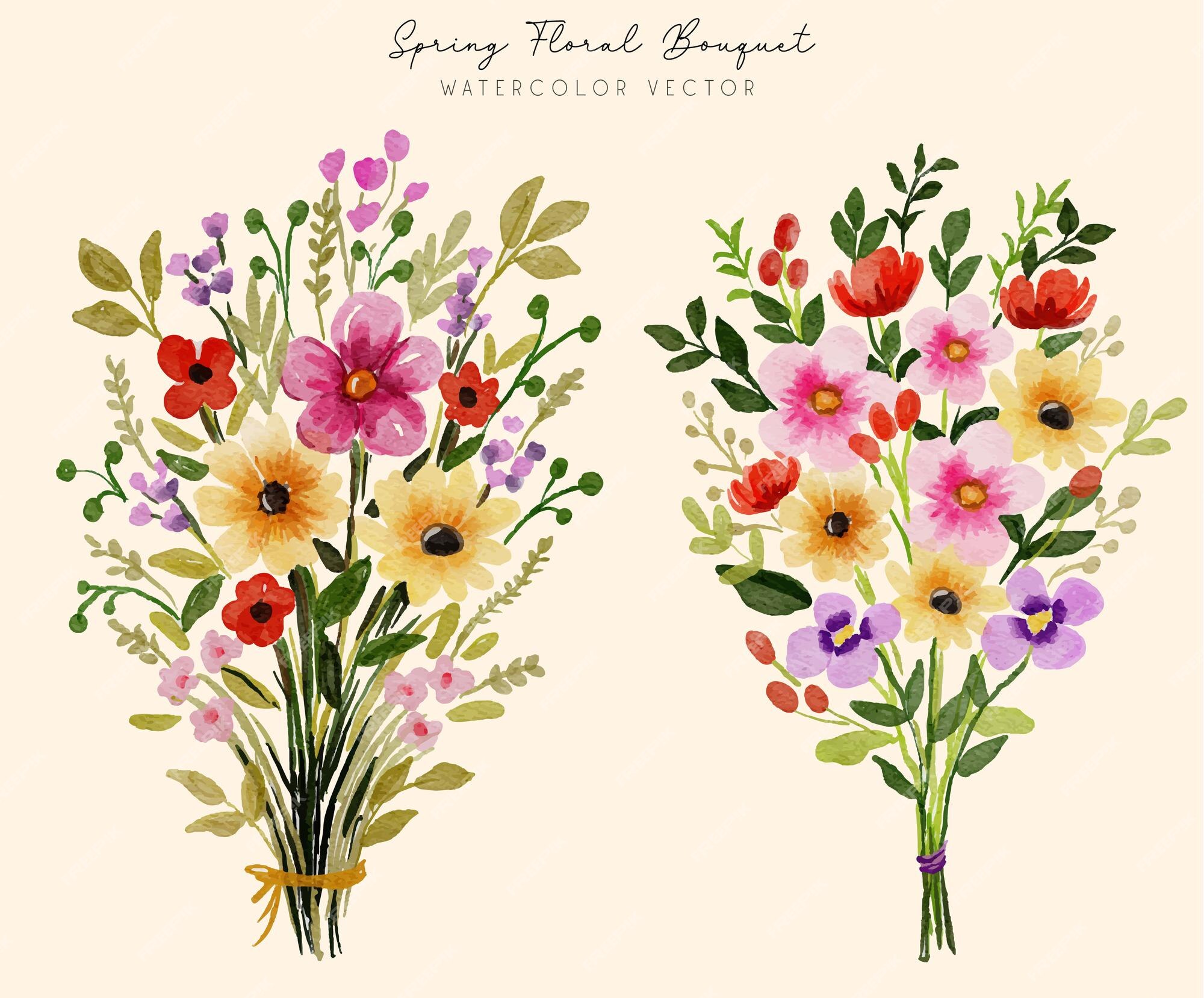 Premium Vector Set Of Spring Floral Bouquet Arrangements 