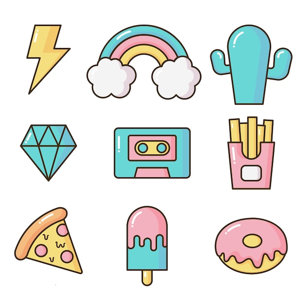 Premium Vector | Set of stickers or icon cartoon