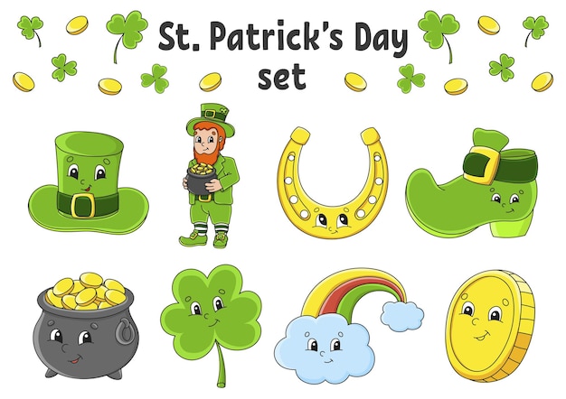 Premium Vector | Set of stickers with cute cartoon characters. st ...