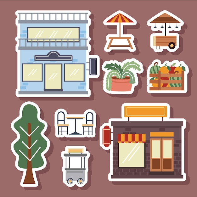 Premium Vector Set of stores stickers