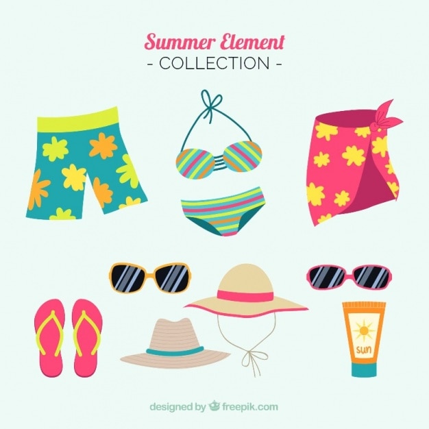 Free Vector | Set Of Summer Clothes For Man