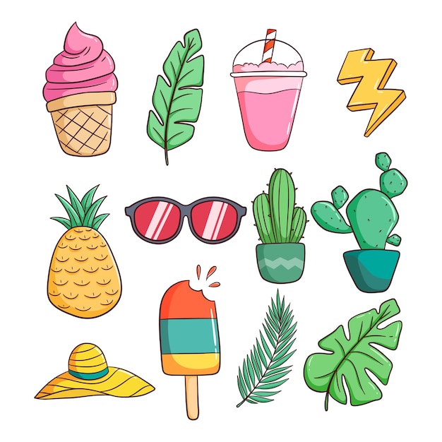 Premium Vector | Set of summer themed icons