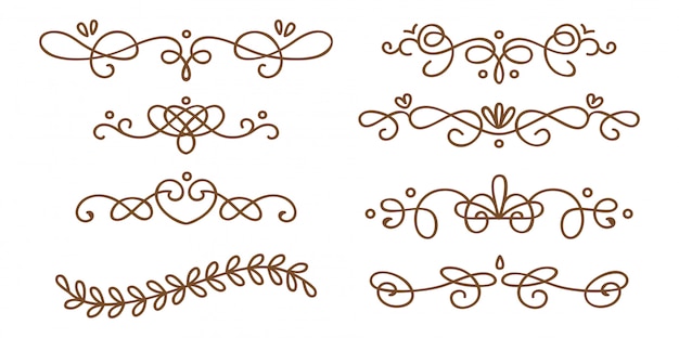 Premium Vector | Set of swirly decorative dividers