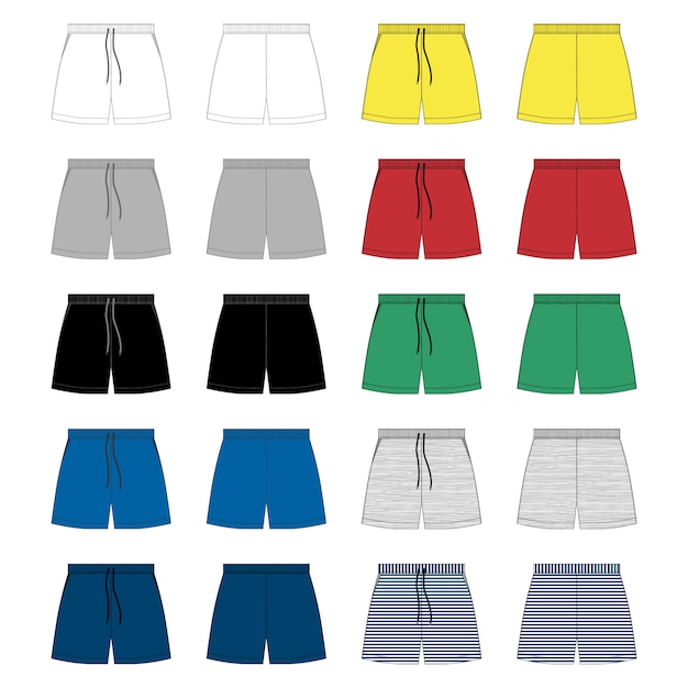 Premium Vector Set of technical sketch shorts design template.