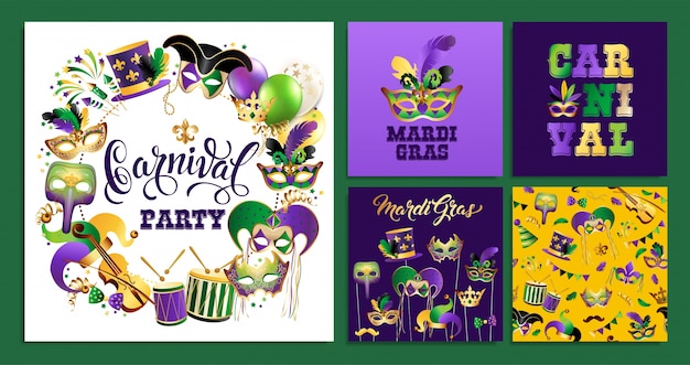 Download Set template carnival masks on background. celebration ...