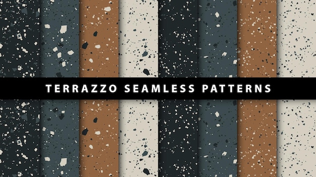  Set of terrazzo style seamless patterns. premium vector Premium Vector