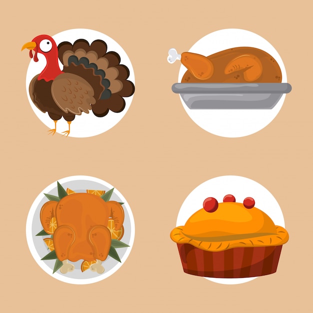 Premium Vector | Set of thanksgiving food