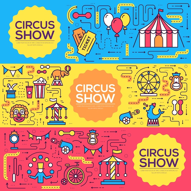 Premium Vector Set Of Thin Line Circus Pattern Concept