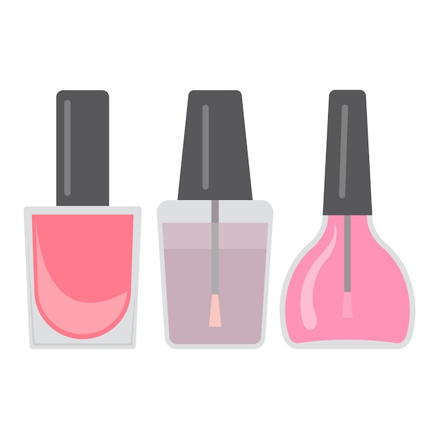 Premium Vector | Set of three bright nail varnishes. vector illustration.