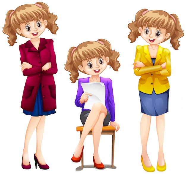 Premium Vector | Set of three girls