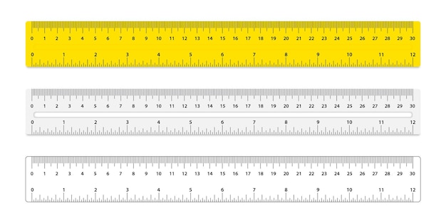 Premium Vector | Set of three rulers. rulers with inches and ...