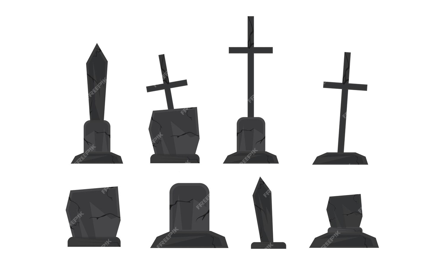 premium-vector-set-of-tombstones-are-made-from-stone-and-looking-very