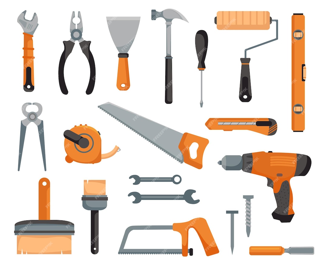 Premium Vector | Set of tools of a joiner and repairman devices for ...