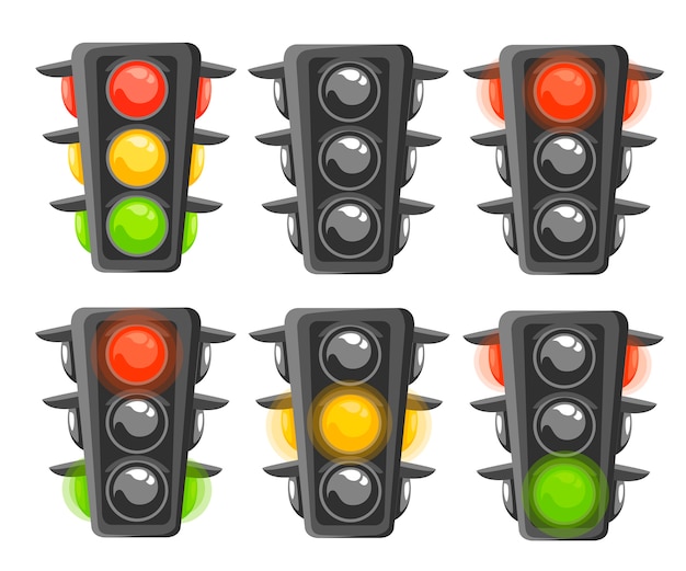 Premium Vector | Set of traffic light sequence. vertical traffic ...