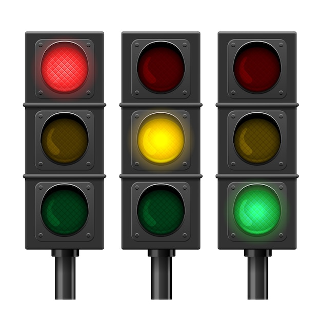 Free Vector | Set of traffic lights isolated