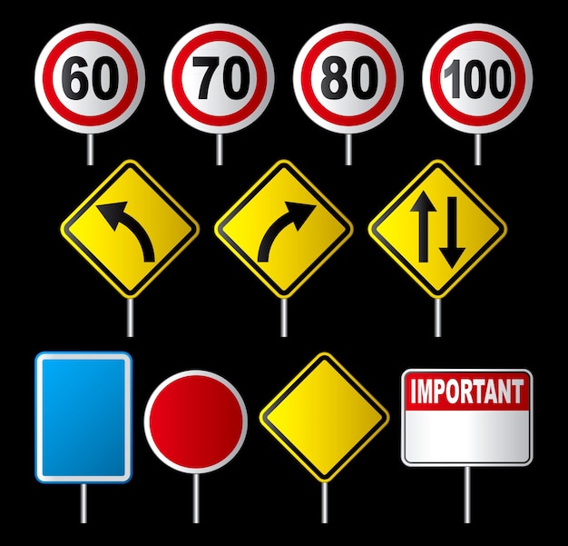 Download Set of traffic sign | Premium Vector