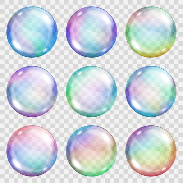 Premium Vector | Set of translucent colored soap bubbles on transparent ...