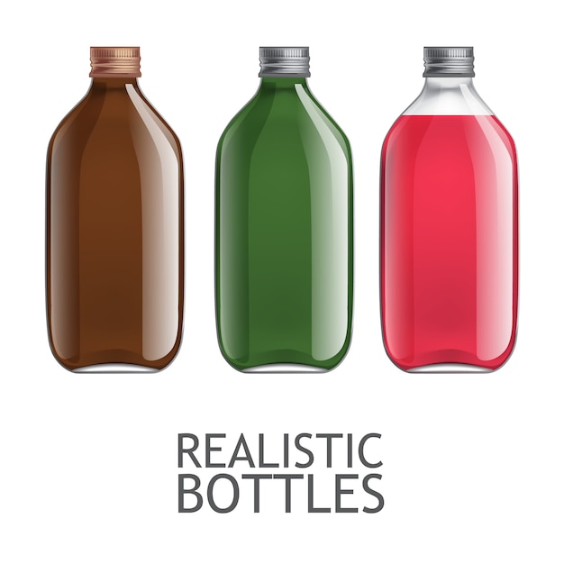 Set of transparent bottles. | Premium Vector
