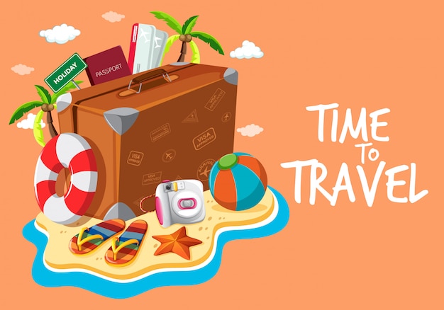 Set of travel object template Premium Vector