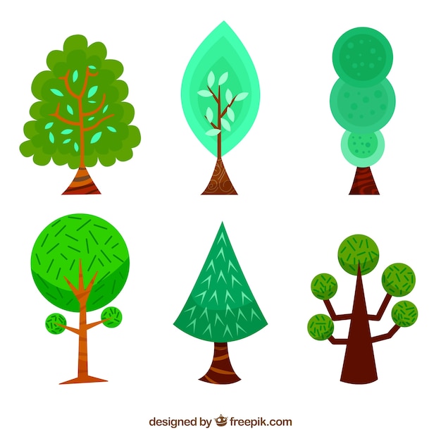 Free Vector | Set of trees in flat style