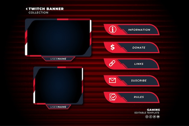 Free Vector Set Of Twitch Panels With Abstract Shapes Template