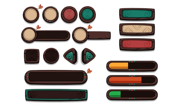 Set of ui elements for 2d games and apps Premium Vector