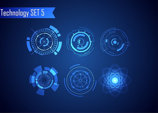 Set ui futuristic hud Premium Vector