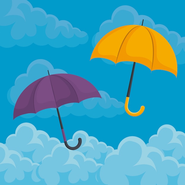 Set of umbrellas in the sky Premium Vector