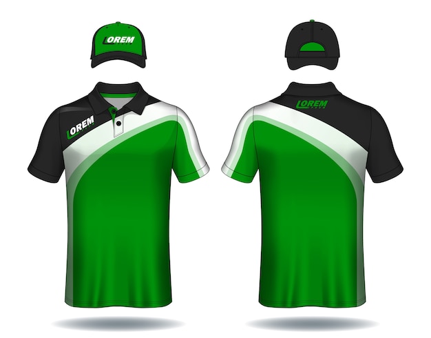 Premium Vector | Set of uniform template, polo shirts and caps.