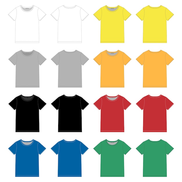 Download Set of unisex black t-shirt design template. | Premium Vector