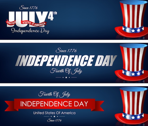 Premium Vector | Set of usa happy independence day banners