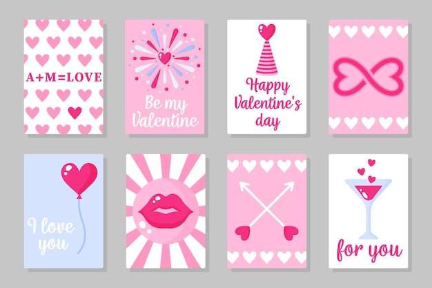 Premium Vector | Set of valentine's day card