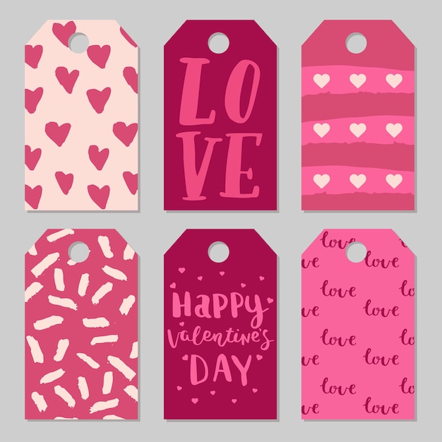 Download Set of valentines day tags | Premium Vector