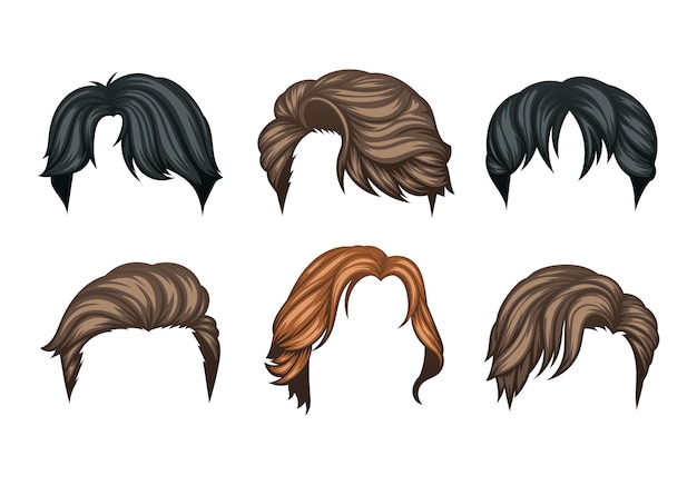 Premium Vector | Set of variety man hairstyles