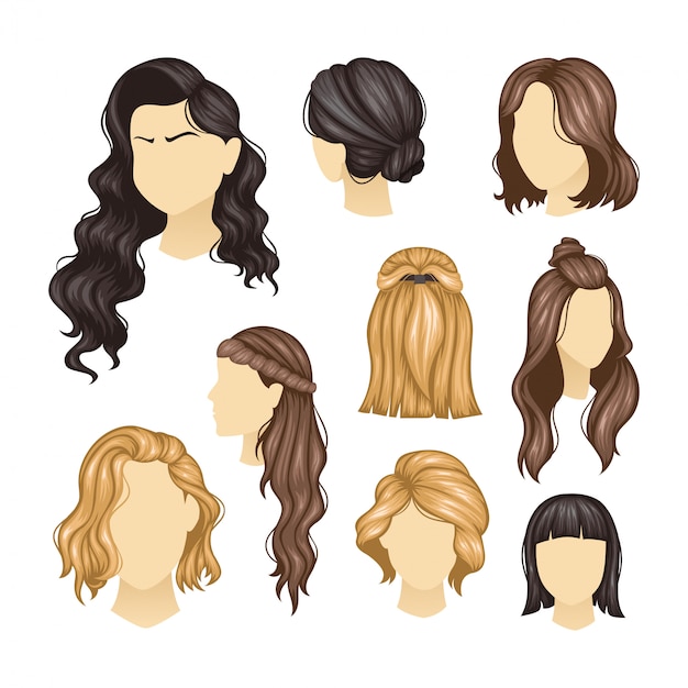 Set Of Variety Women Hairstyles Premium Vector 5772