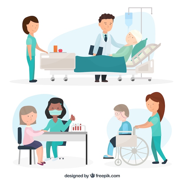 Free Vector | Set of various doctors with patients