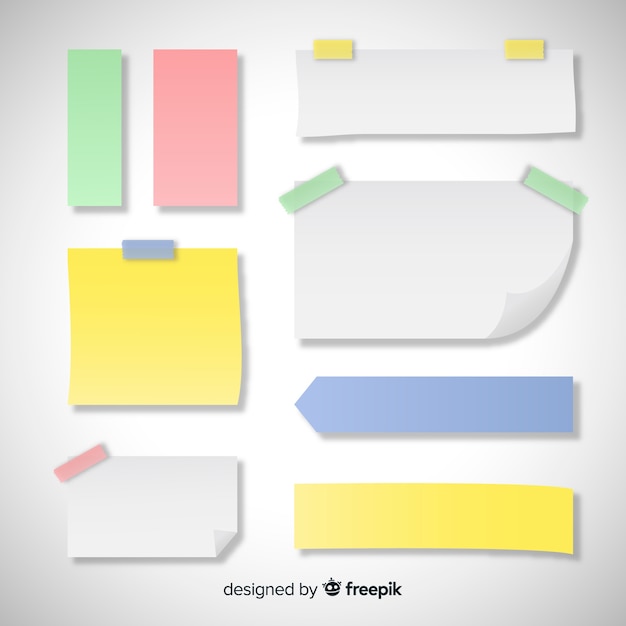 Set of various types of sticky notes in realistic style | Free Vector