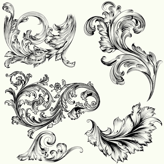 Set of vctor decorative ornaments in vintage style Vector ...