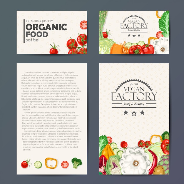 Premium Vector | Set of vector cards with vegetables