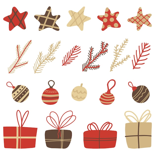 Premium Vector A Set Of Vector Elements For Decorating Christmas Cards