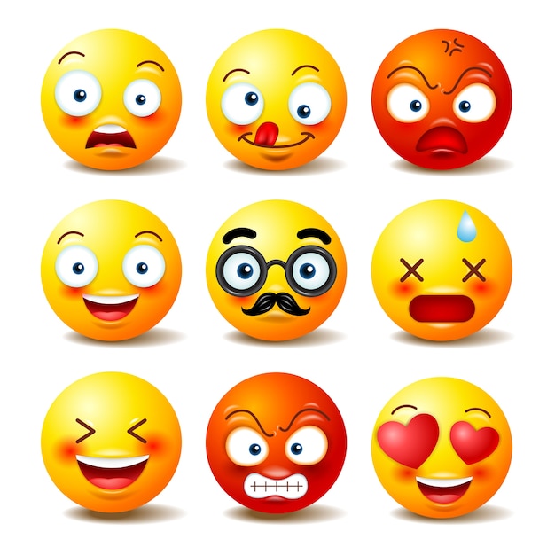 Premium Vector | Set of vector emoticons