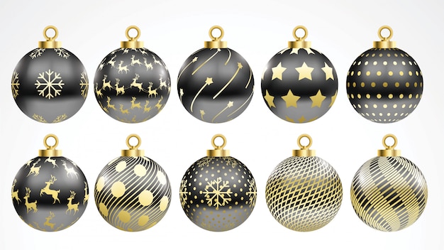 black and gold christmas balls