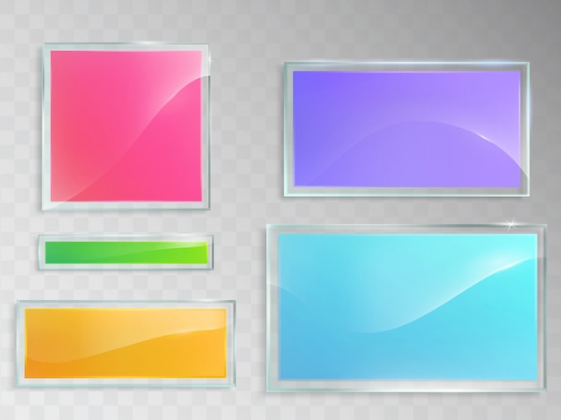 Free Vector | Set of vector illustrations of glass banners isolated on ...