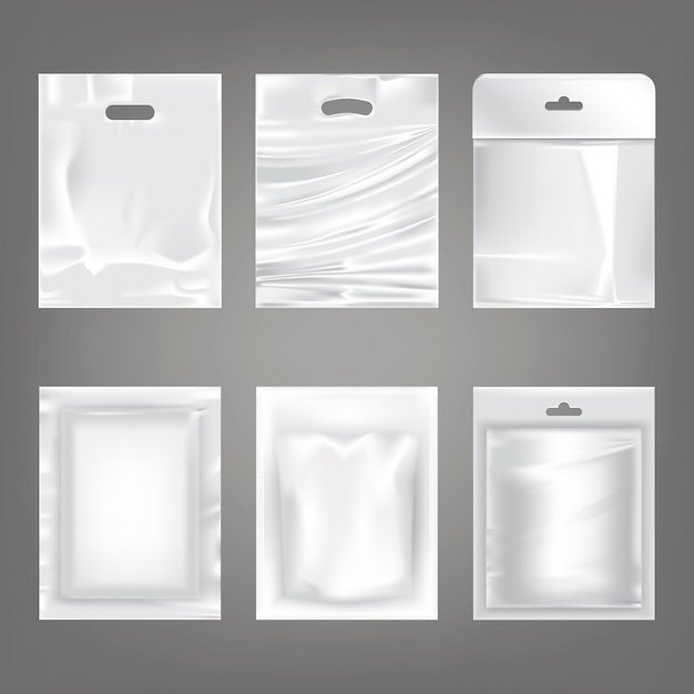 Download Free Vector | Set of vector illustrations of white plastic ...