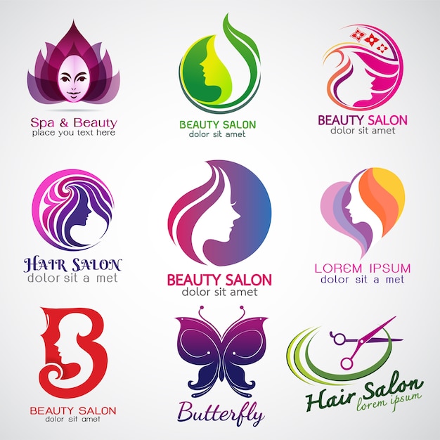 Download Free Set Of Vector Logos Beauty Salon Set Design Premium Vector Use our free logo maker to create a logo and build your brand. Put your logo on business cards, promotional products, or your website for brand visibility.