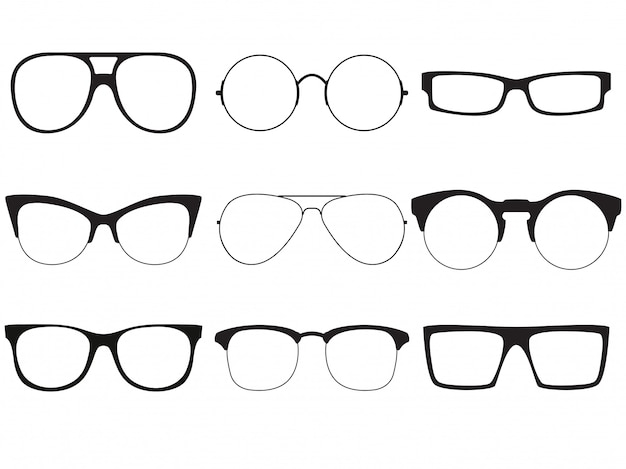 Premium Vector | Set of vector outlines of sunglasses.